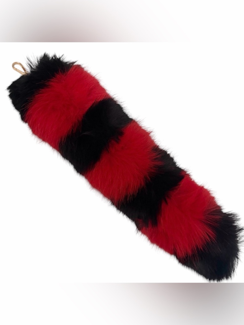 Dolls Kill Keychain 15” Foxtail Furry Black Red Charm